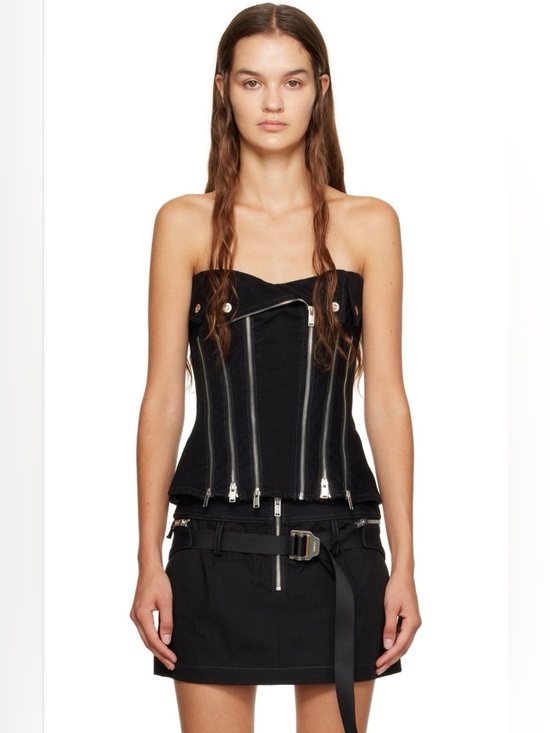 Dion Lee Tops - Dion Lee Black Denim Biker Corset